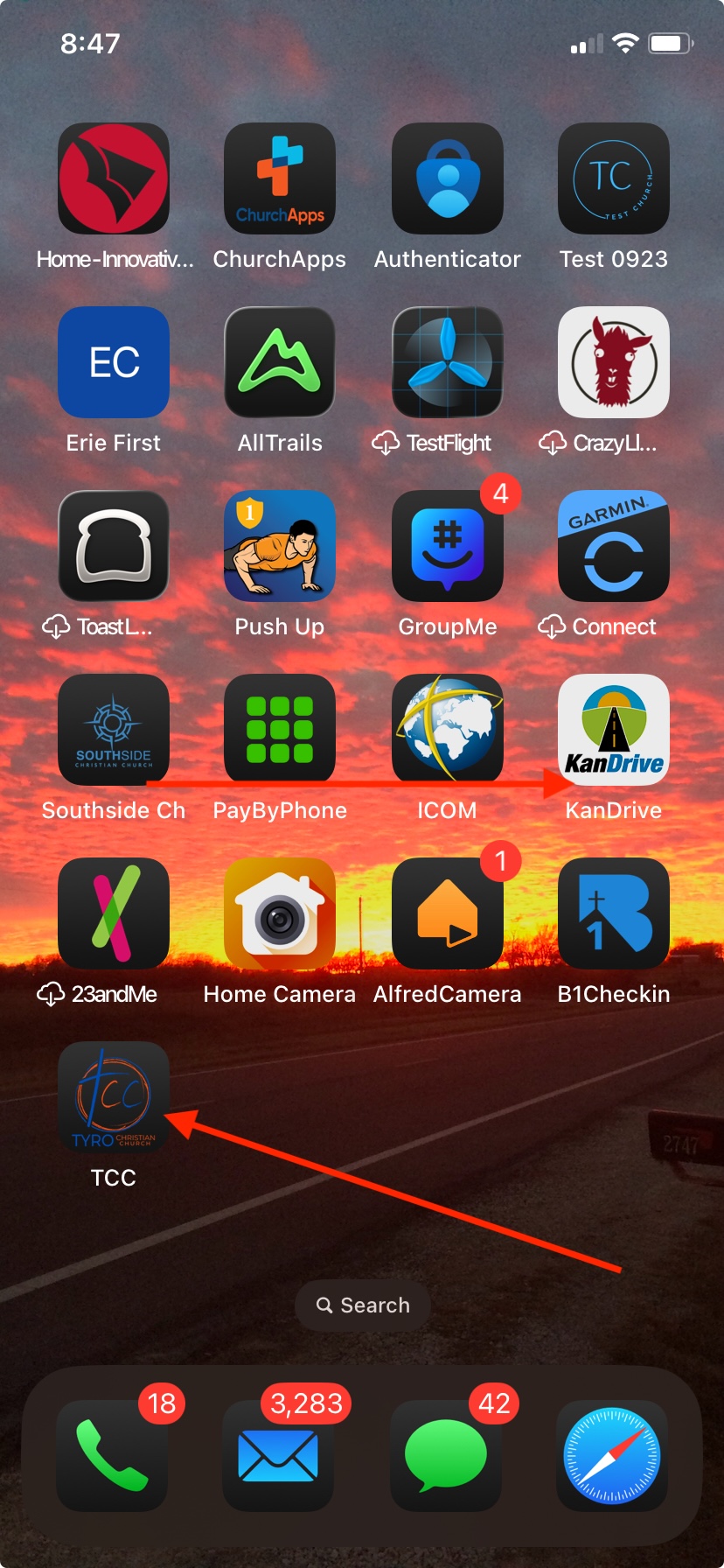 The B1 icon on the home screen